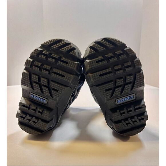 Sorel Flurry Youth Boot Black Blue Velcro Boys US Size 6 Waterproof Warm Comfort - Picture 3 of 7